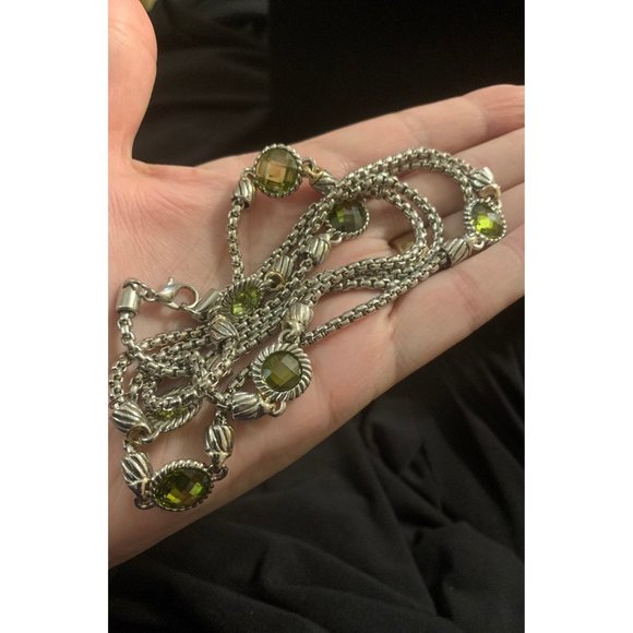 30in 7 Faceted Green Stones Necklace - Picture 5 of 5